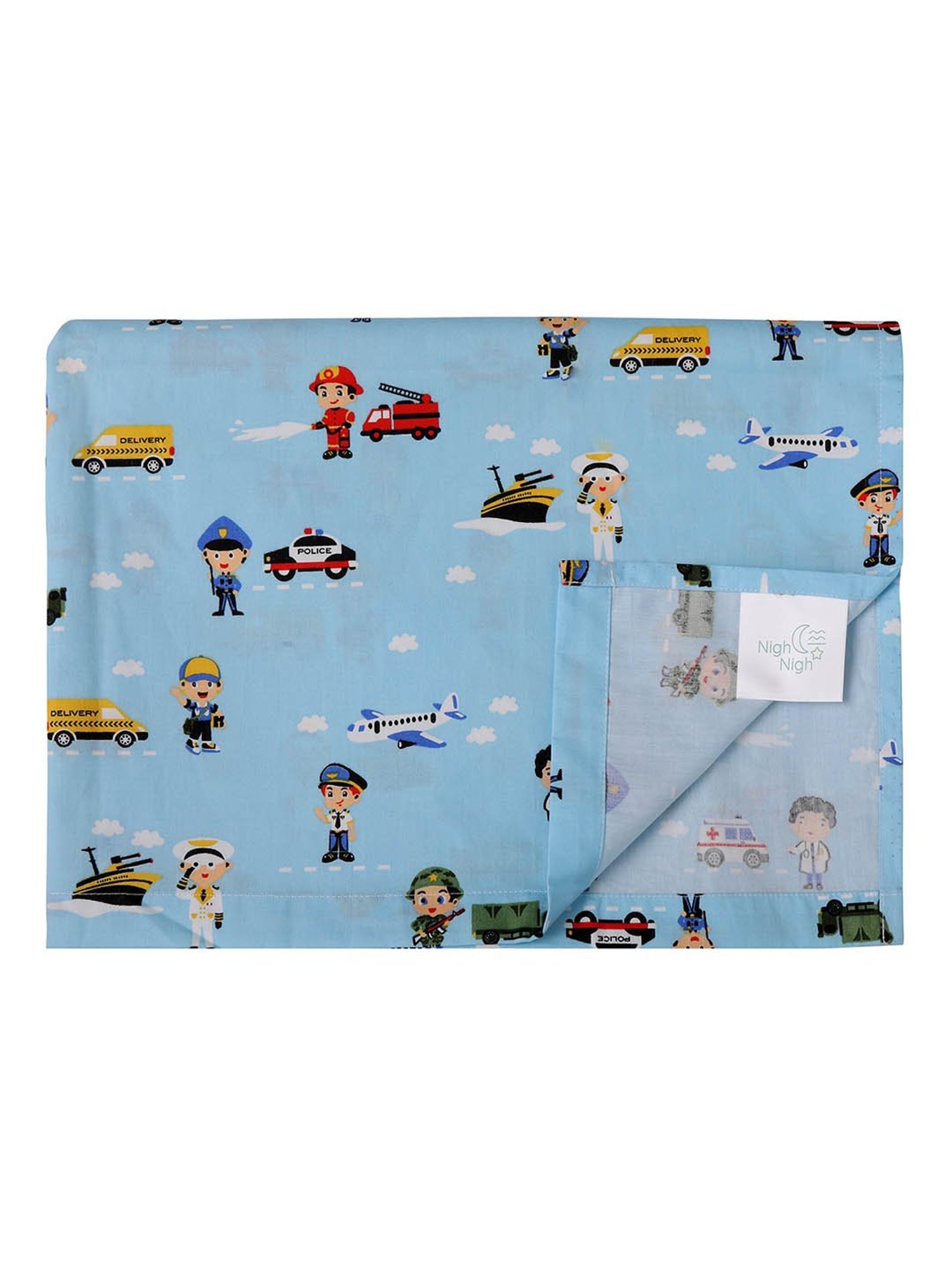 Nigh Nigh Young Heroes Blue Cotton 300 TC Kids Bed Linen Set