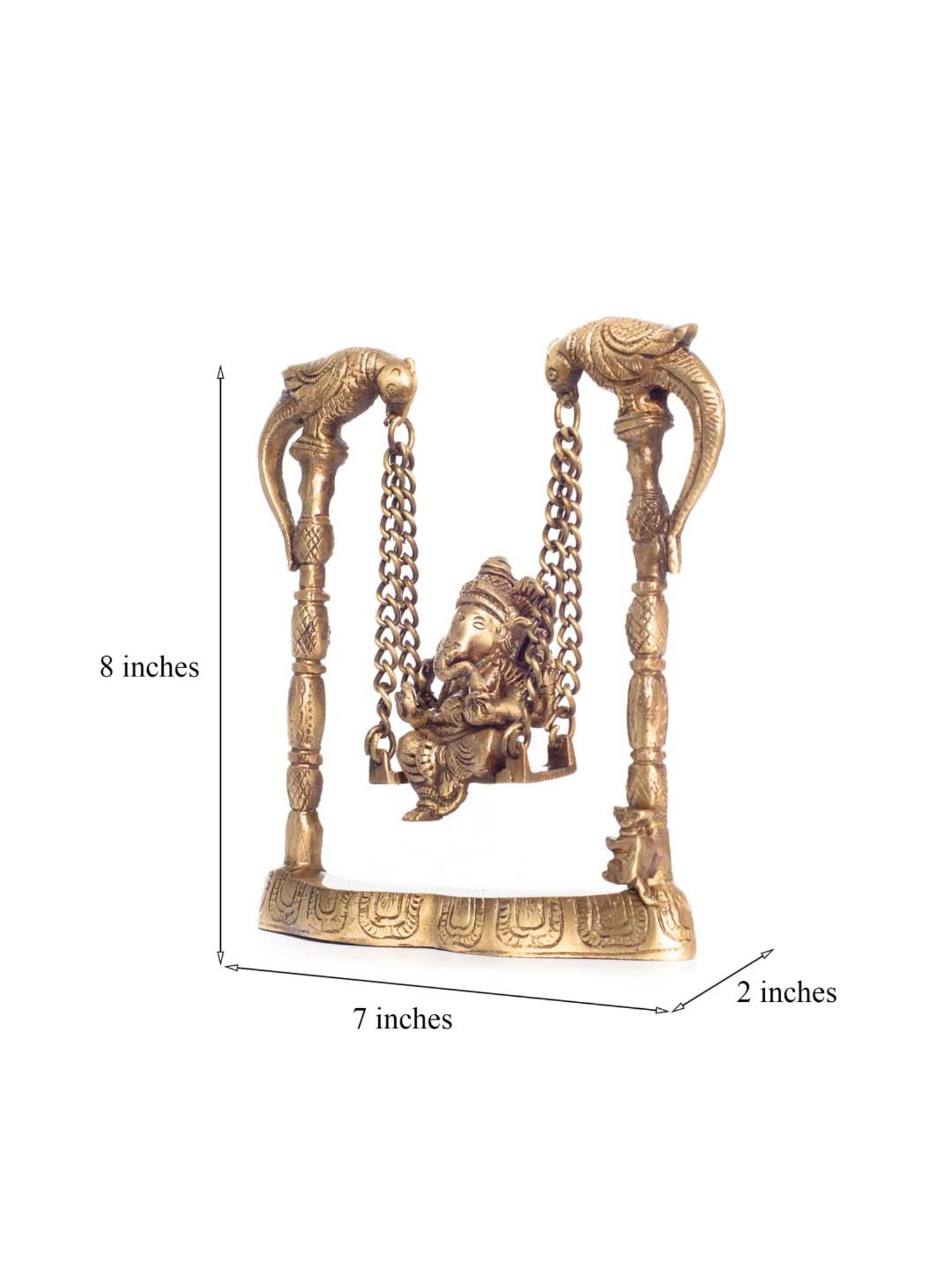 eCraftIndia Brass Lord Ganesha on Peacock Jhoola/Swing