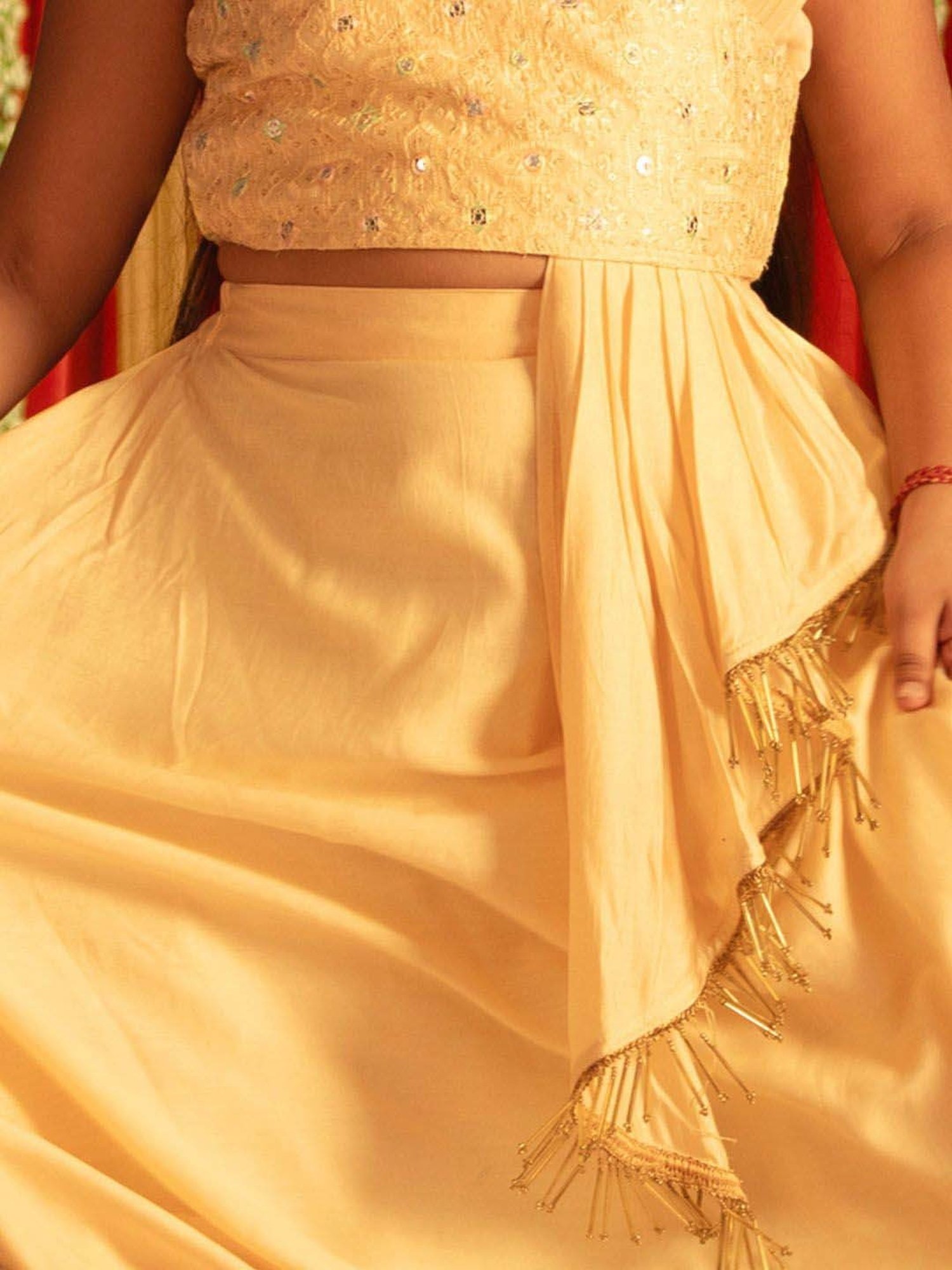 A Little Fable Kids Blue Printed Lehenga with Choli & Dupatta