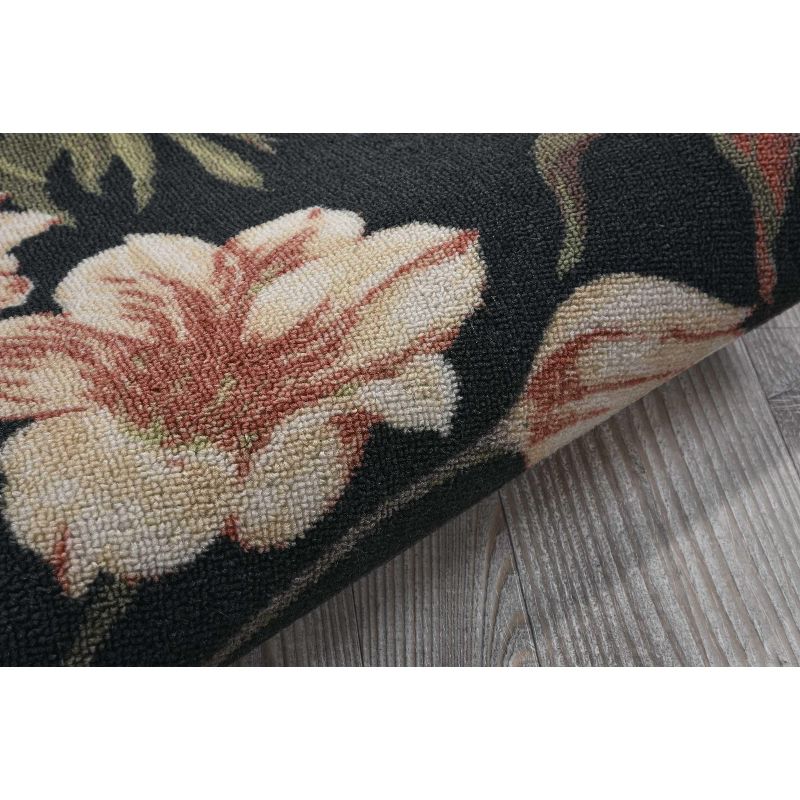 Waverly Sun & Shade "Wilea Coast" Black Indoor/Outdoor Area Rug by Nourison SND24 4'4" x 6'11"