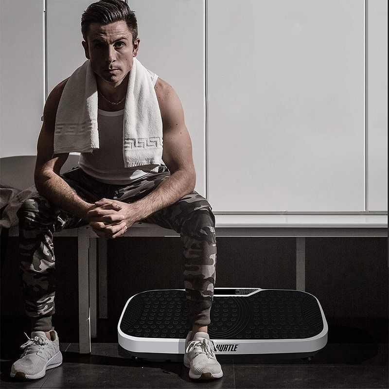 Hurtle HURVBTR36 Vibration Platform Machine Plate Trainer Board with Resistance Bands for Home Body Exercise Workout and Fitness Training, Black