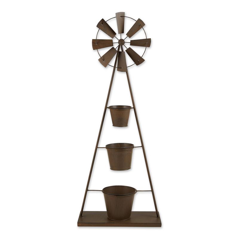 18.5" Indoor/Outdoor Metal Windmill Plant Stand Black - Zings & Thingz