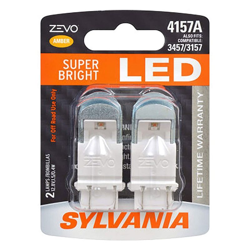 Sylvania Zevo 4157 Amber LED Super Bright Interior and Exterior Turn and Park Light Mini Light Bulb Set, 2 Pack