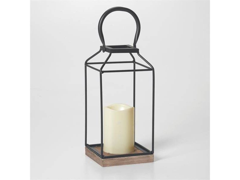 11" Claudia Metal Outdoor Lantern with Black/Bronze Base - Smart Living