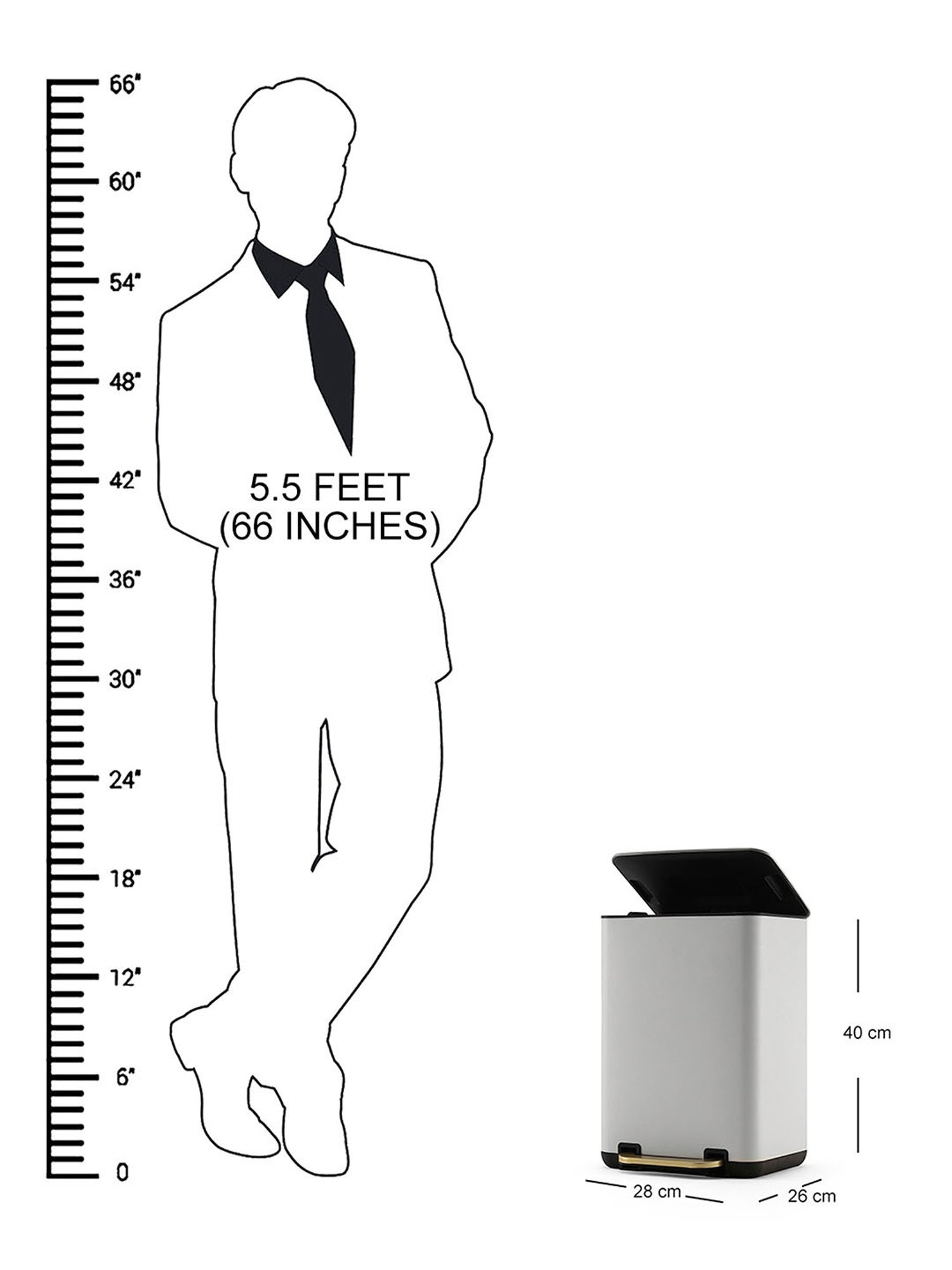 Pure Home and Living White Stainless Steel Bins