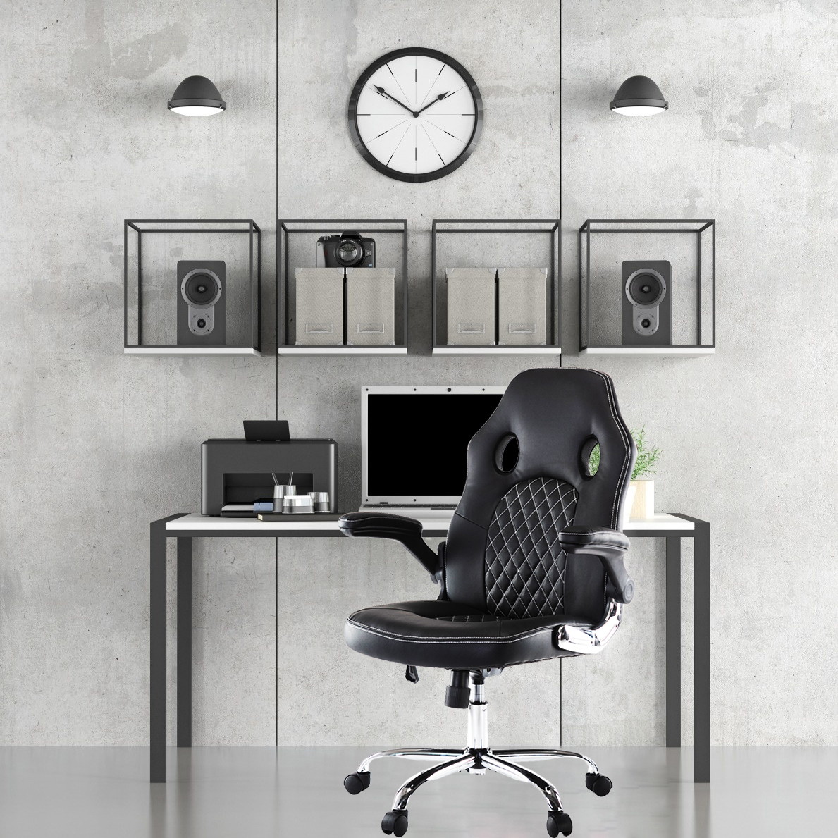 Gaming Chair, Racing Style Computer Desk Chair Padded Armrests Ergonomic Lumbar Support Adjustable Height