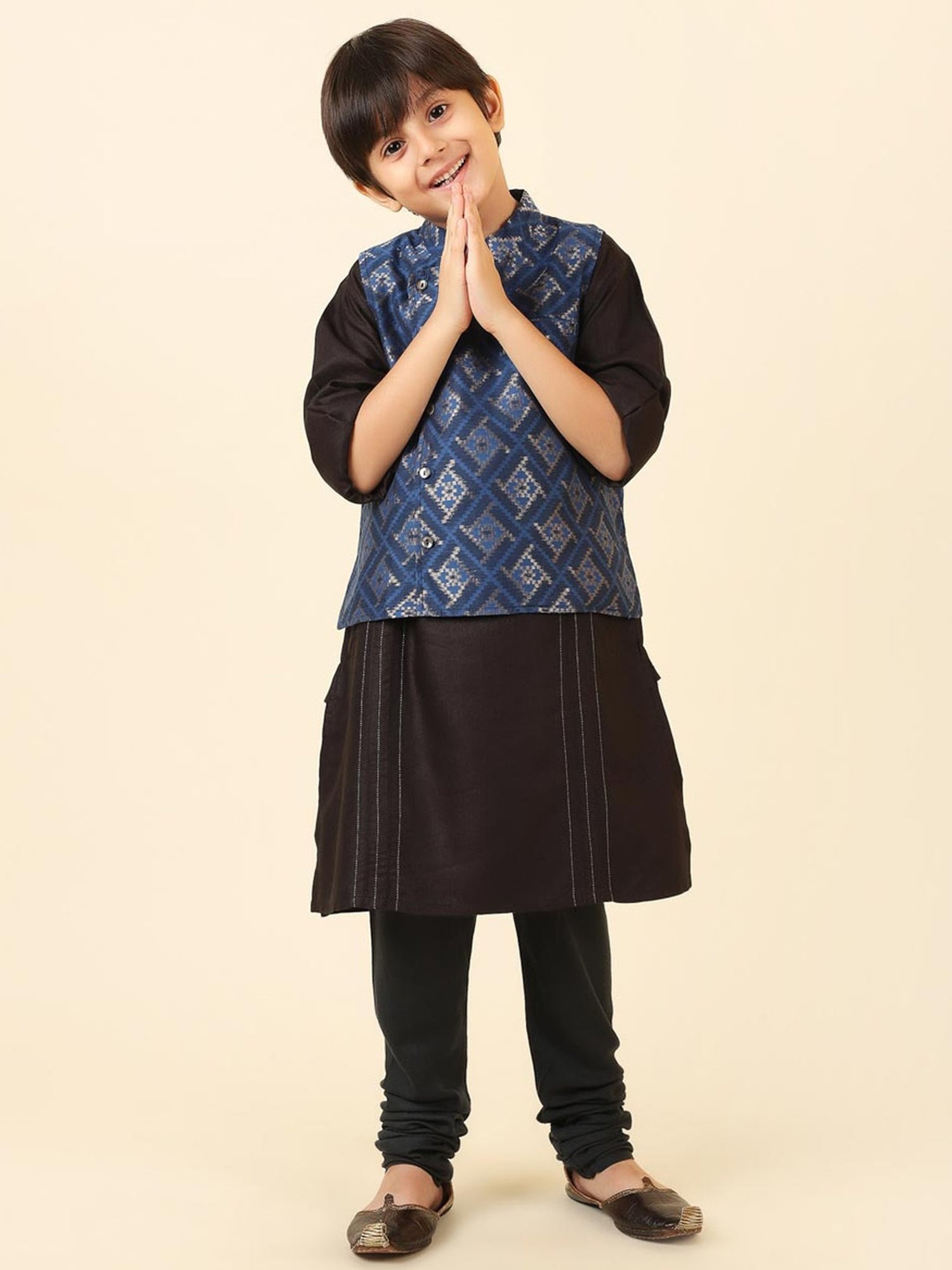 Fabindia Kids Blue Printed Jacket