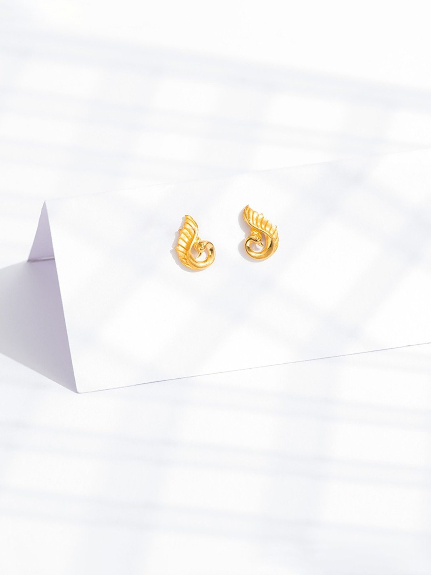 P.N.Gadgil Jewellers 22k Yellow Gold Peacock charm Stud Earrings