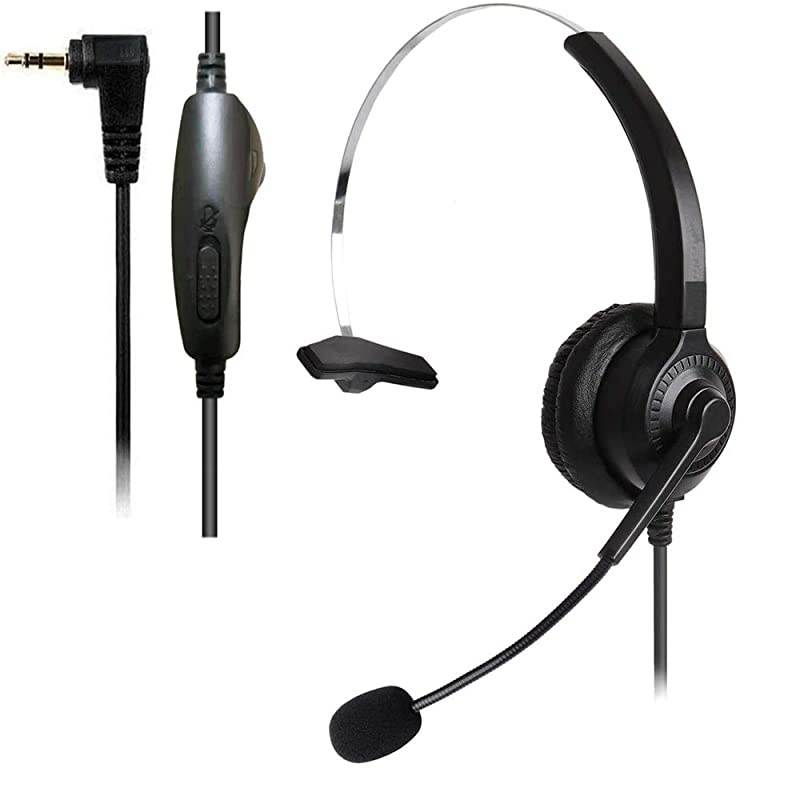 25mm Telephone Headset Monaural with Noise Cancelling Microphone for DECT ATampT ML17929 Vtech Panasonic KXT7630 Polycom Clarity XLC34 Office IP and Cordless Dect PhonesT10