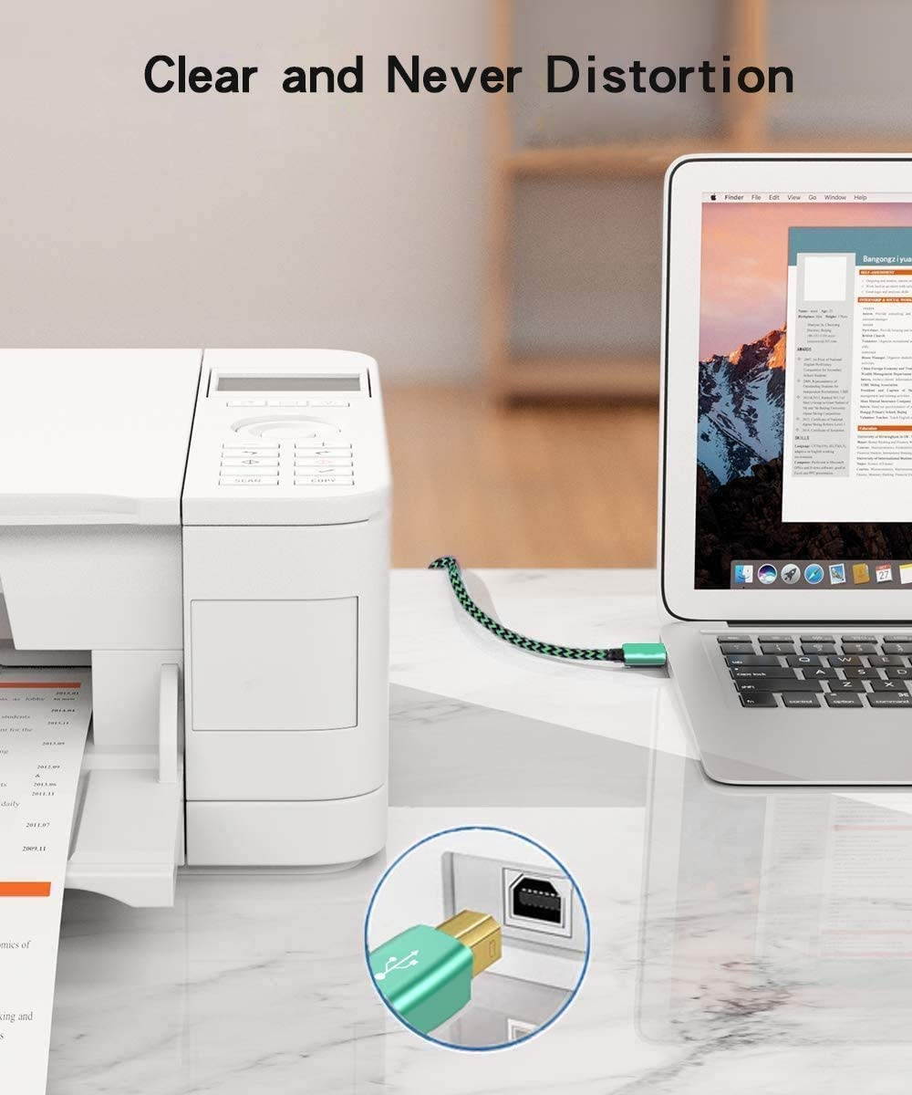 Printer Cable 10FT/3M Aioneus USB 2.0 Type A Male to B Male Type Printer Scanner Cable Cord High Speed Compatible with with HP Canon Brother Dell Epson Lexmark Xerox Samsung and More