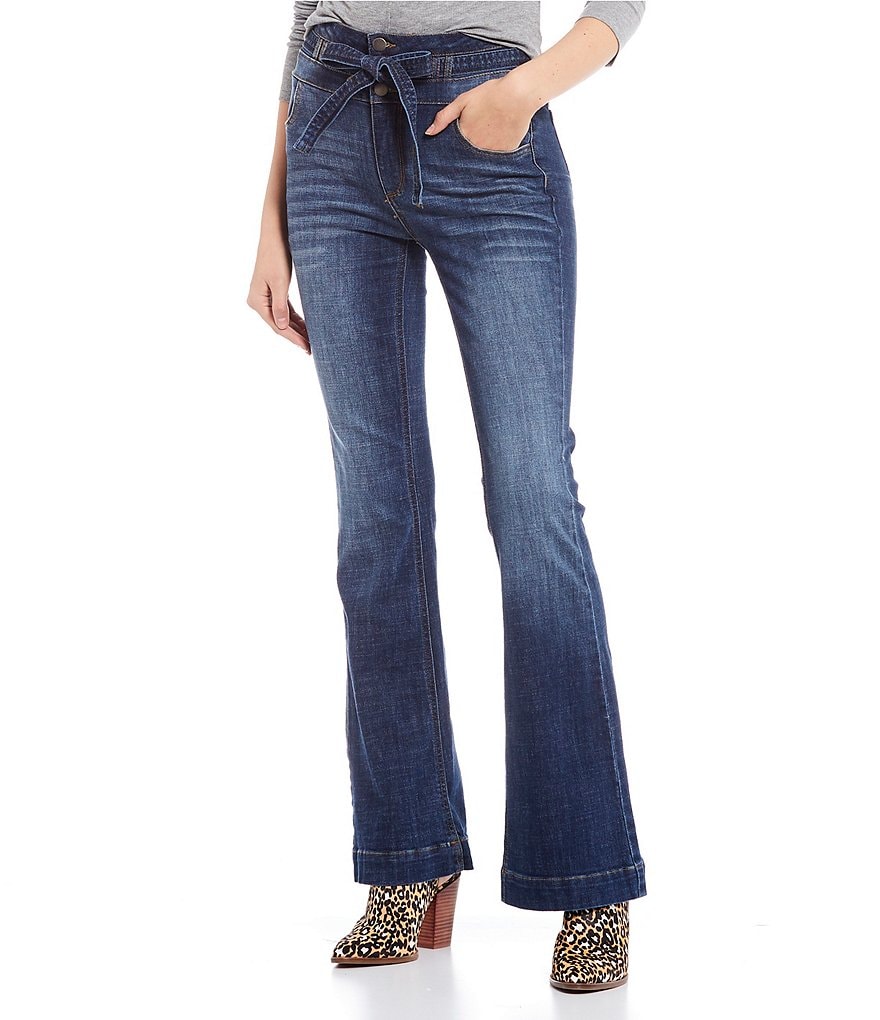 YMI Jeanswear High Rise Cropped Frayed Wide Leg Jeans