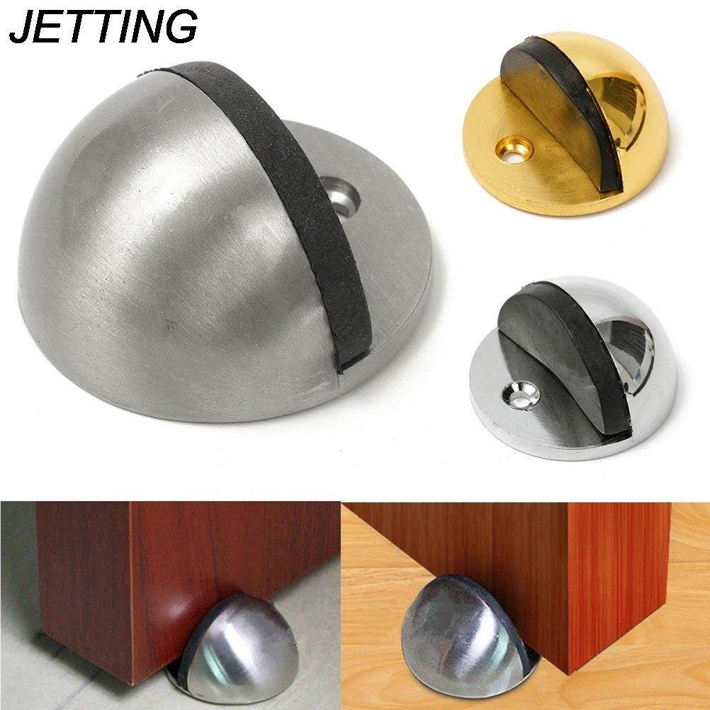 1PCS 43mm Dia Casting Floor-mounted Door Stops APS Zinc alloy Satin Chrome Half Moon Door Stopper Wood Door Holder