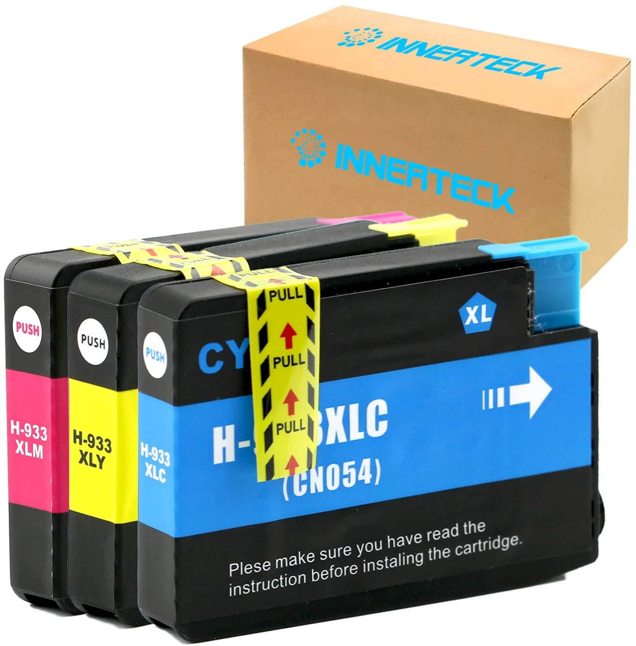 InnerTeck 933 XL Color Ink Cartridges Replacement for HP 933XL 933 XL Ink Cartridges (1 Cyan 1 Magenta 1 Yellow),Work with Officejet 6100 6600 6700 7510 7612 7610 7110 7512 Printers