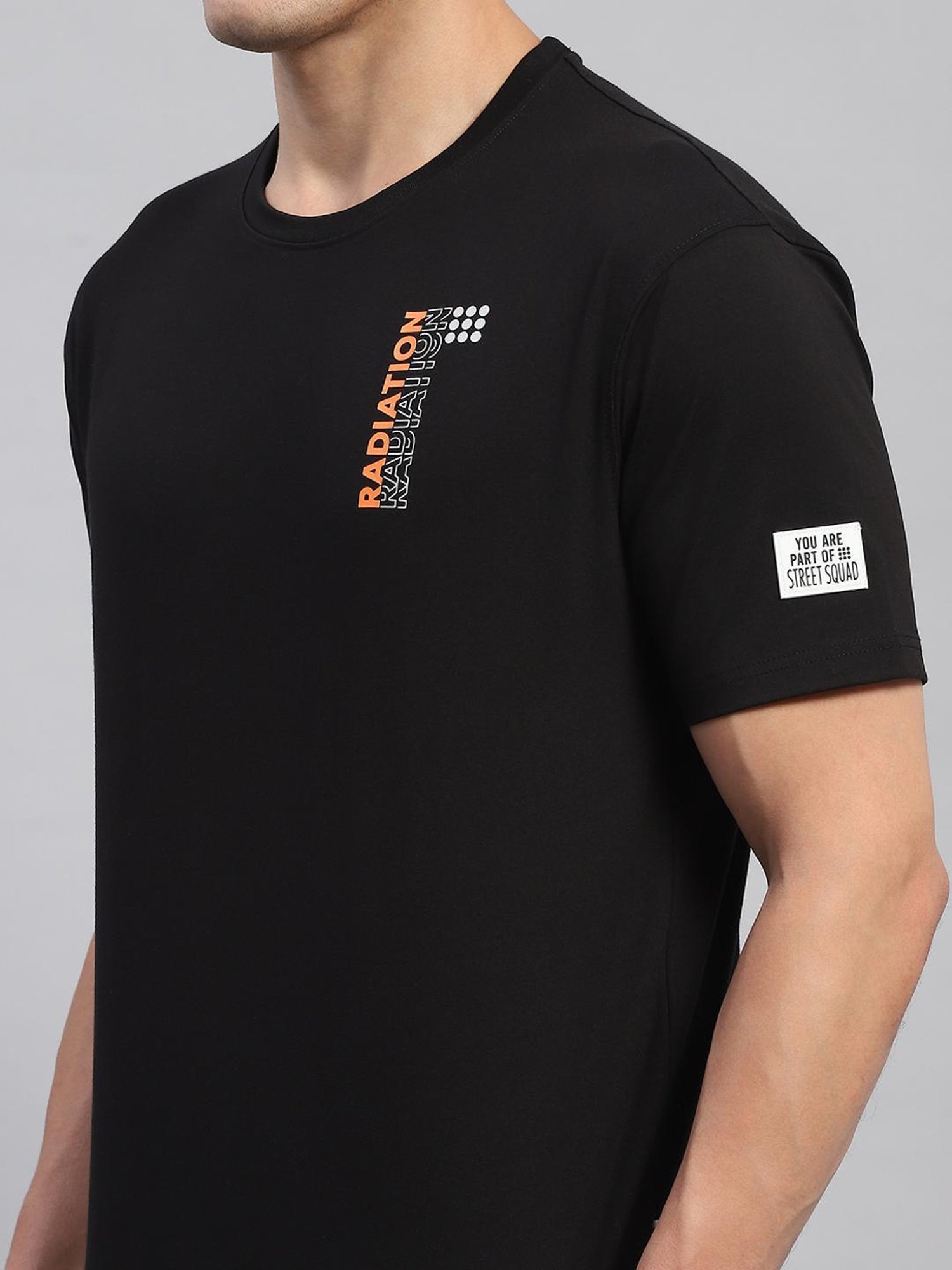 Rock.it Black Cotton Regular Fit Printed T-Shirt