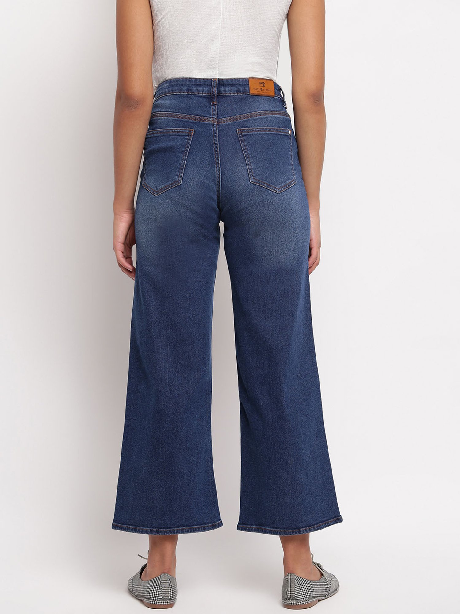 Tales & Stories Blue Distressed Flared Jeans