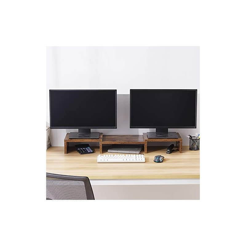 Monitor Stand Riser Adjustable Screen Stand for Laptop ComputerTVPC Multifunctional Desktop Organizer Retro Brown
