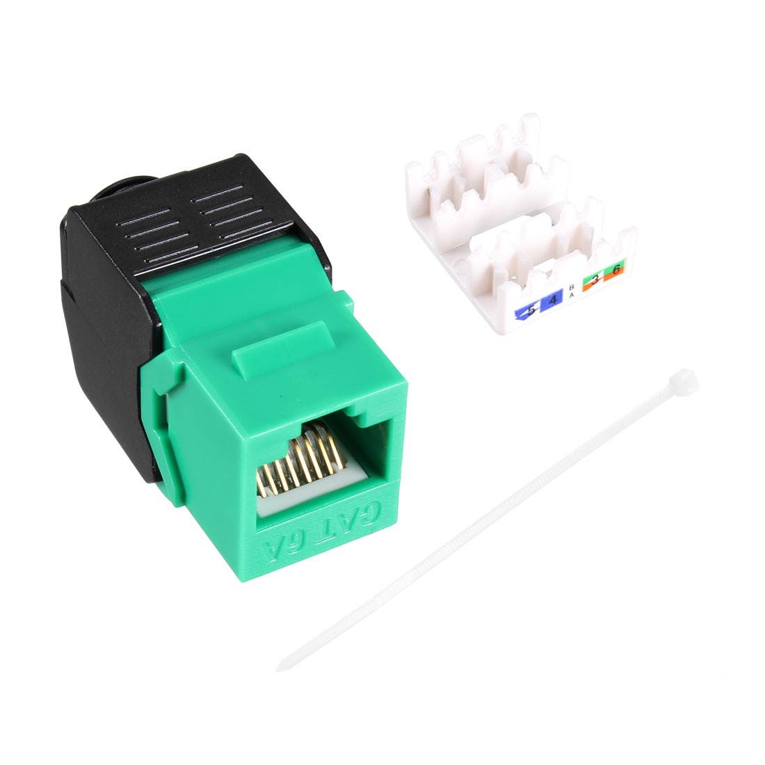 Cat6A Keystone Jack RJ45 Module - Cat6A Network Coupler Punch Adapter 3pcs Green