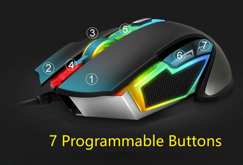 Rapoo V302  Ergonomic Design, Cool Exterior 7000DPI RGB 6-button  Breathing LED Light  Wired  Mouse For Office And Game - Black