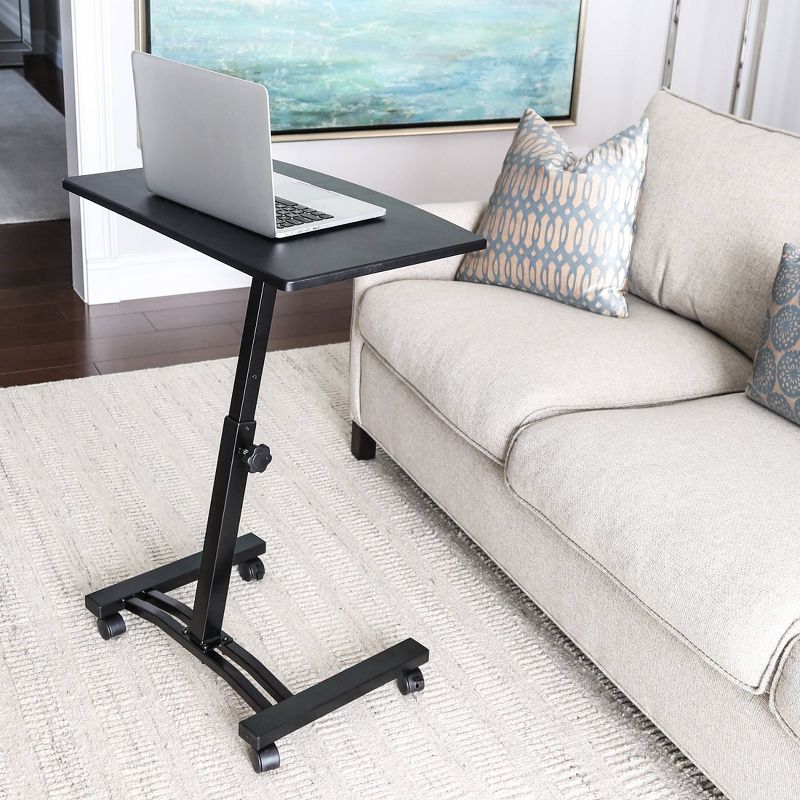 Airlift Mobile Adjustable Height Solid Top Laptop Desk Cart Black - Seville Classics