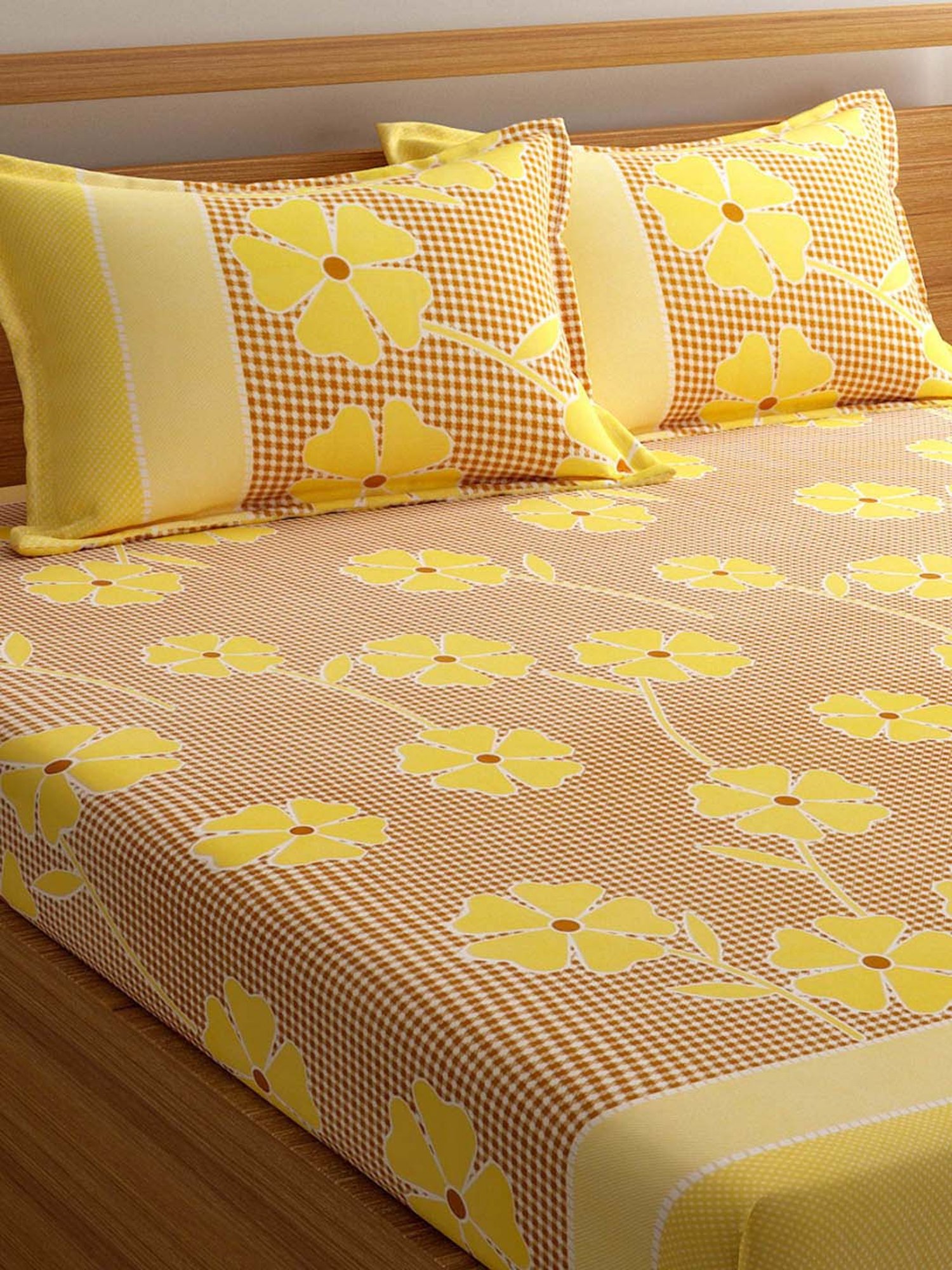 Romee Yellow 144 TC Bed Sheet Set
