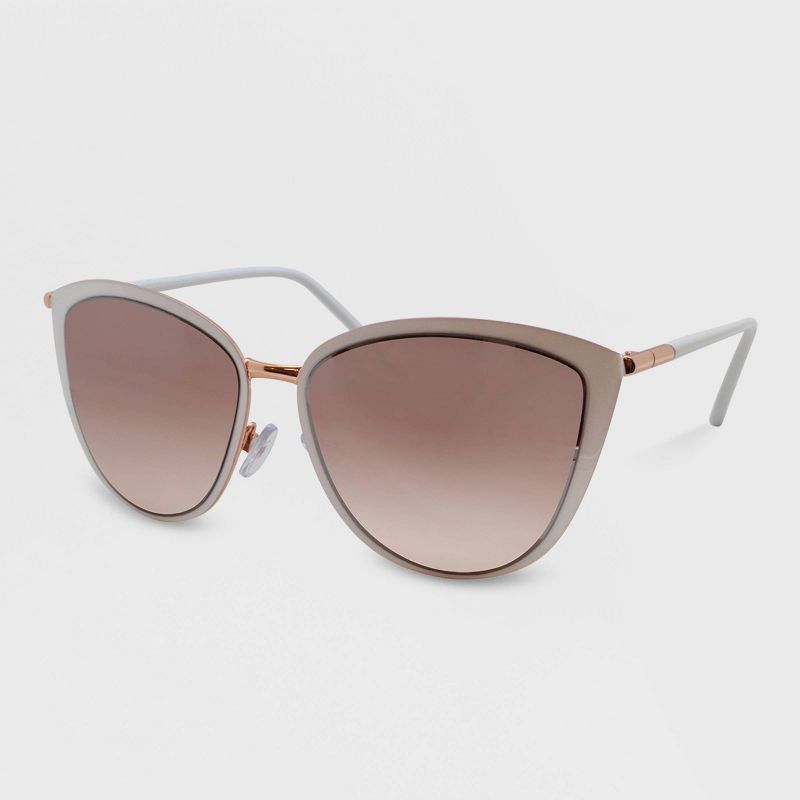 Women's Cateye Metal Plastic Combo Sunglasses - A New Day™ White