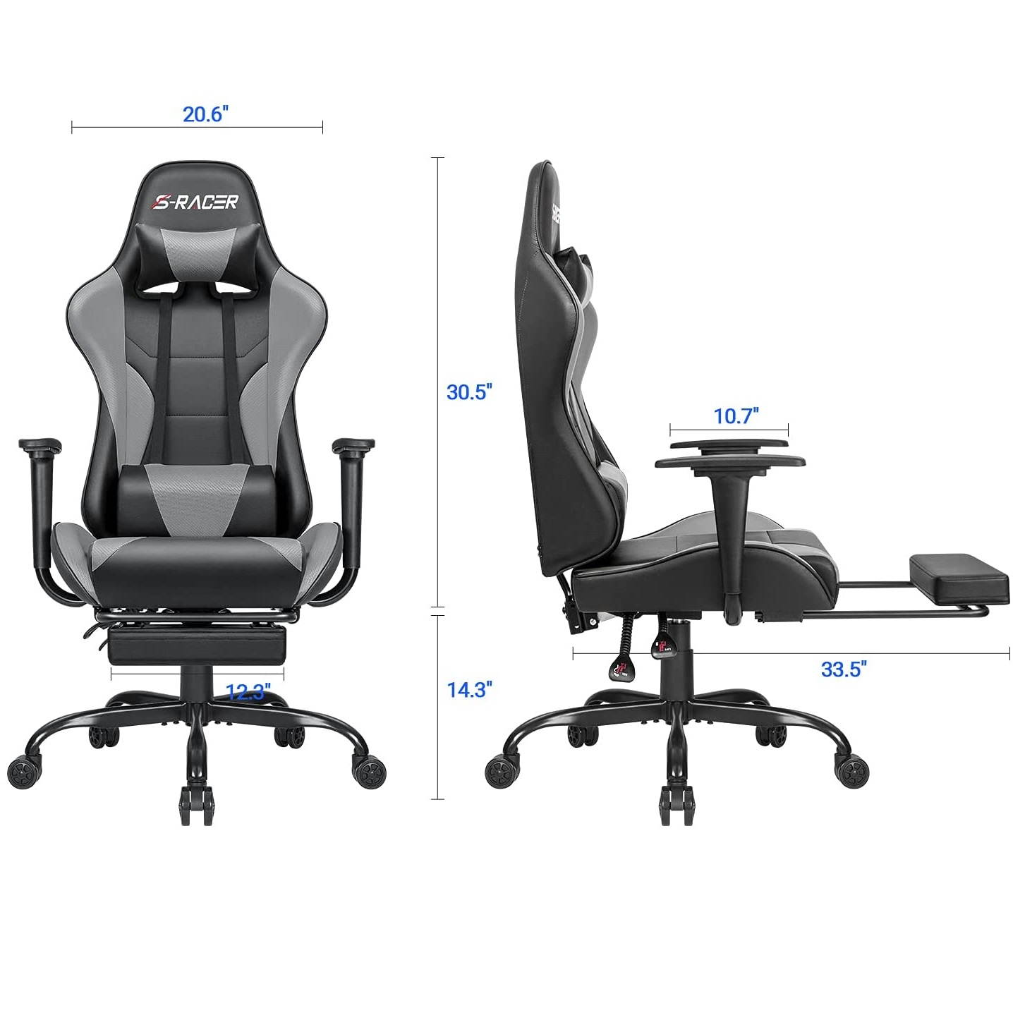 Homall Gaming Chair Computer Office Chair Ergonomic Desk Chair with Footrest Racing Executive Swivel Chair Adjustable Rolling Task Chair (Green)