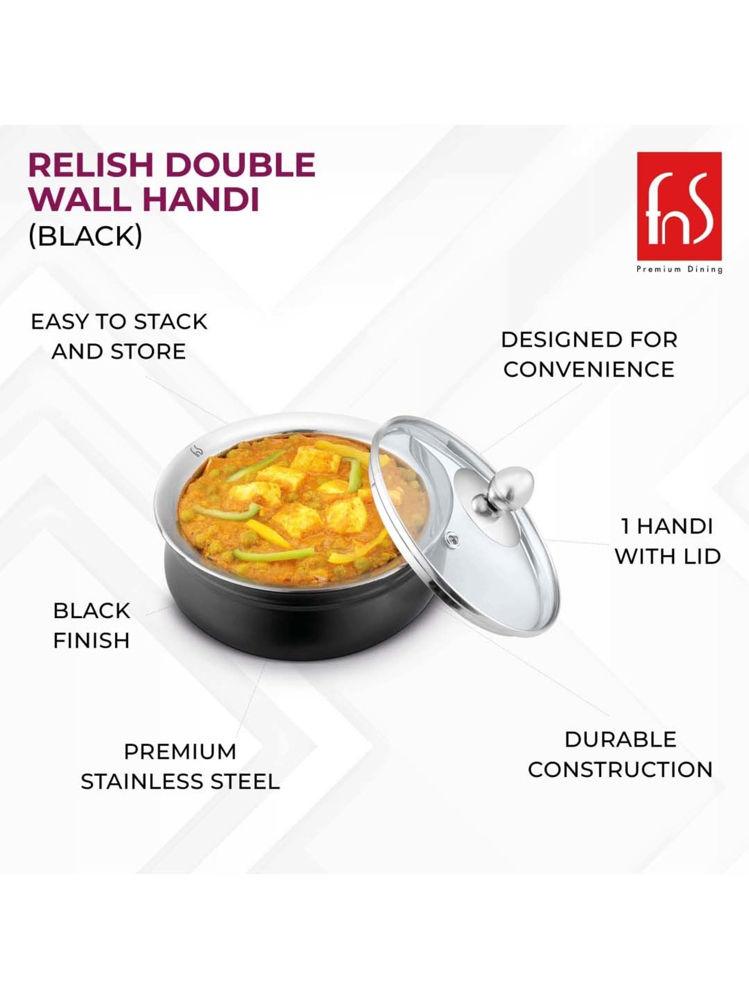 Wonderchef Ebony Hard Anodized Non-stick Biryani Handi with Lid