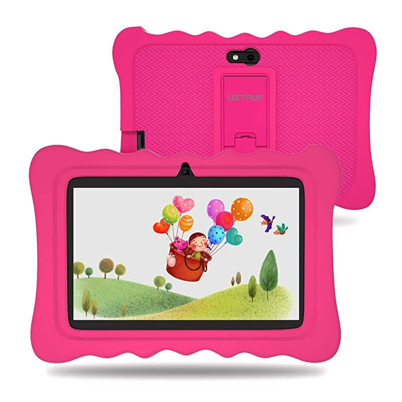 Tablet 7 inch Android 9.0 Pie (GMS Certified), 2GB+16GB Storage, WiFi Android Tablets for Kids, 1080p Full IPS HD Display, Dual Camera, Google Play, Kid-Proof Case, Parental Control, Pink