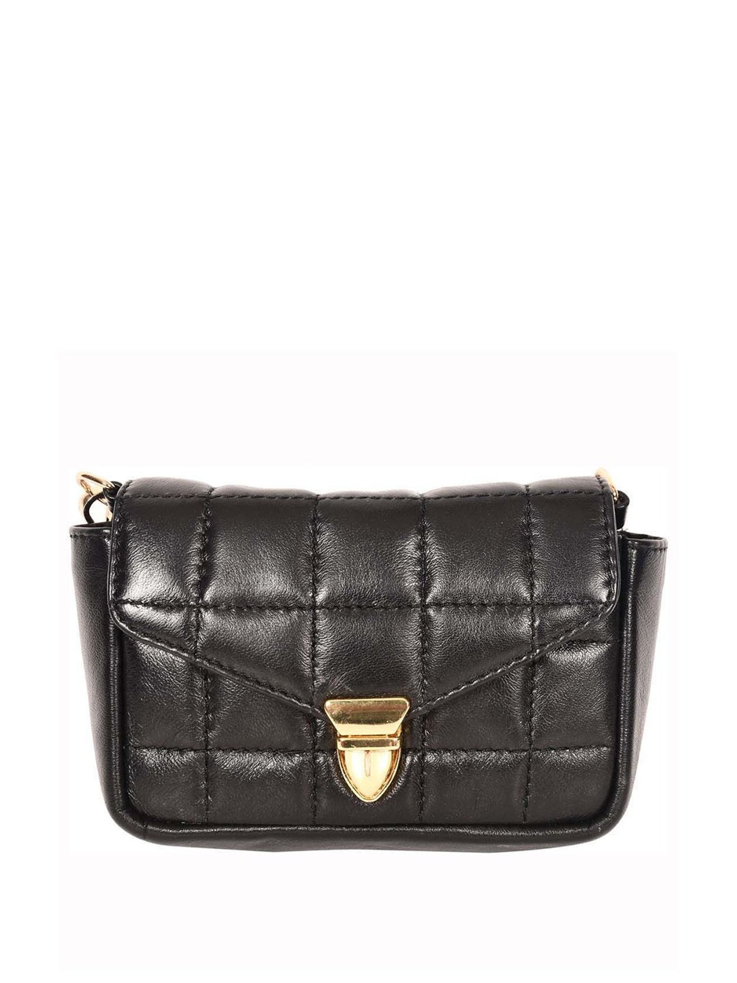 SASSORA Black Quilted Medium Sling Handbag
