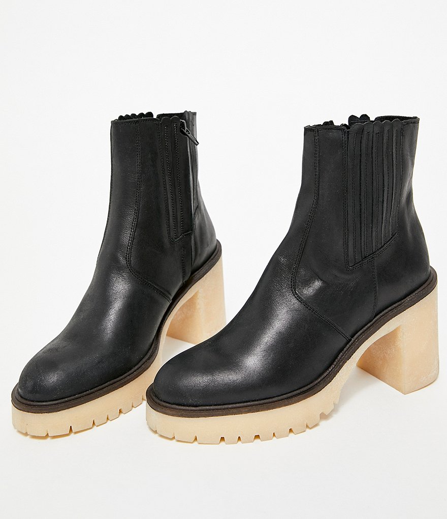 Free People James Leather Block Heel Chelsea Booties