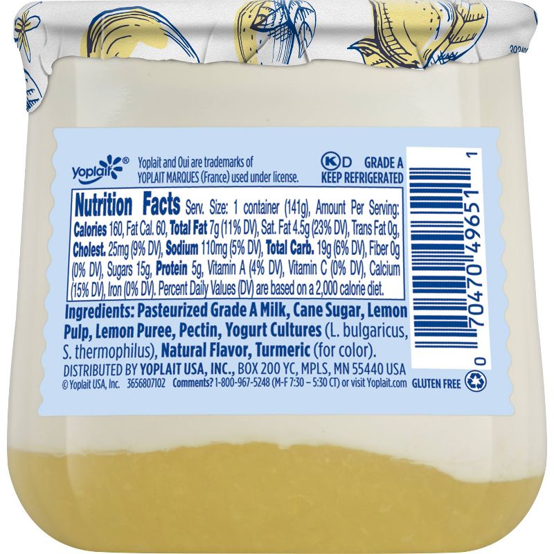 Oui by Yoplait Lemon Flavored French Style Yogurt - 5oz