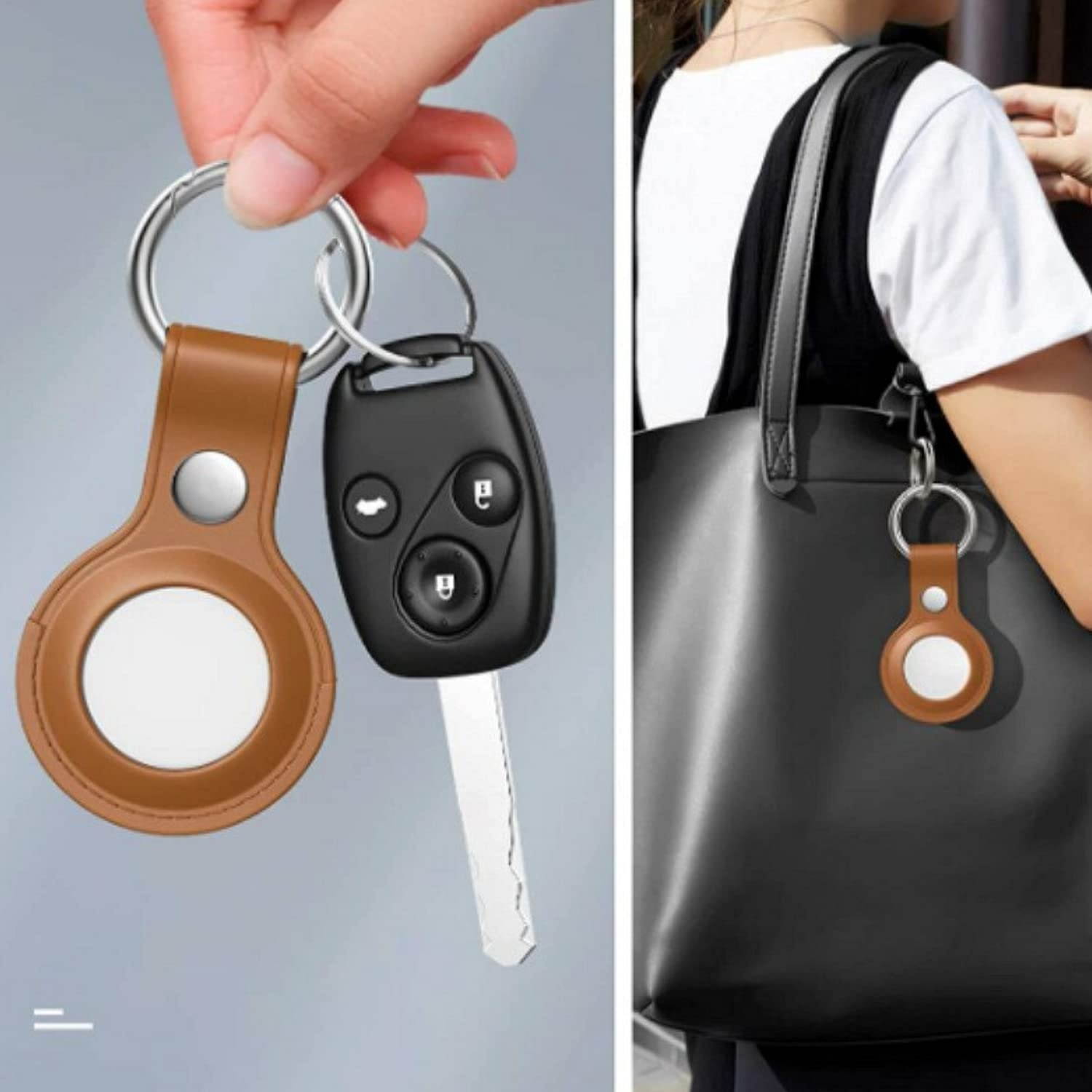 AirTag Key Ring Keychain Pu Leather Keyring Keychain for Apple AirTag Finder