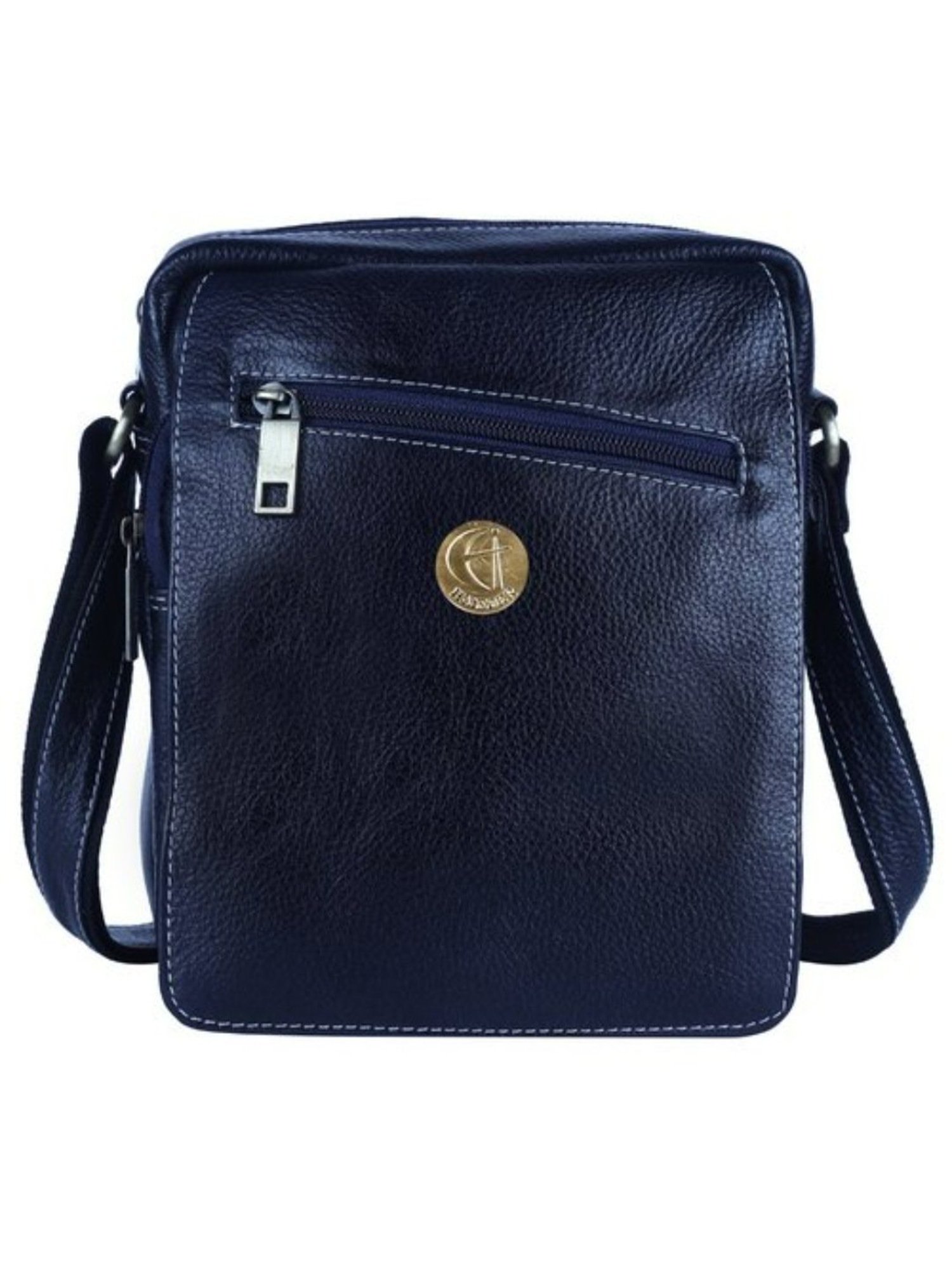 HiLEDER Blue Textured Medium Leather 8 inch Cross Body Bag