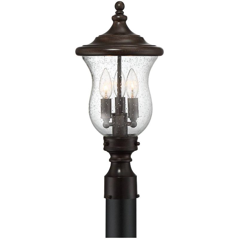 Franklin Iron Works Outdoor Post Light Fixture LED Dimmable Bronze 19" Clear Seedy Glass for Exterior Garden Yard Driveway