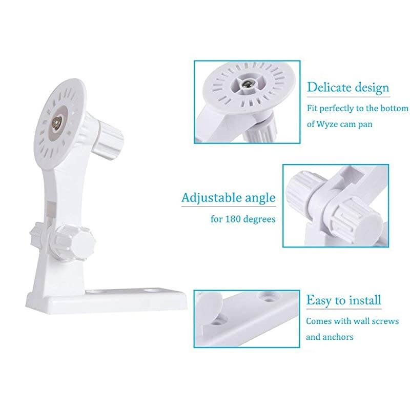 Wyze Cam Pan Wall Mount  Security Mount Bracket for Wyze Cam Pan and Wyze Cam Special Design for Both Wyze Labs 1080p HD Home Camera 2packBlack