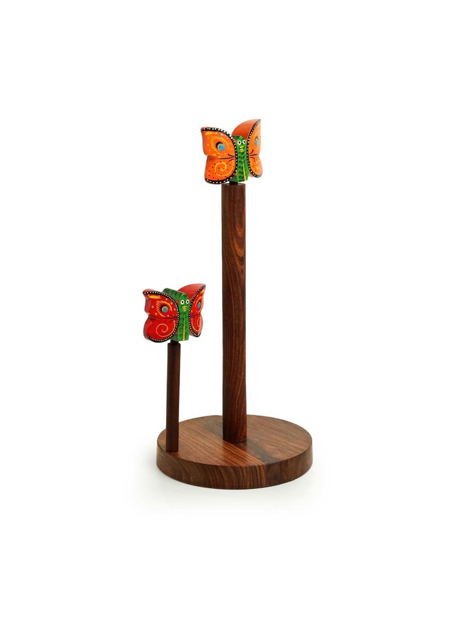 ExclusiveLane The Dancing Peacock Brown Sheesham Wood Napkin Holder - Set of 1