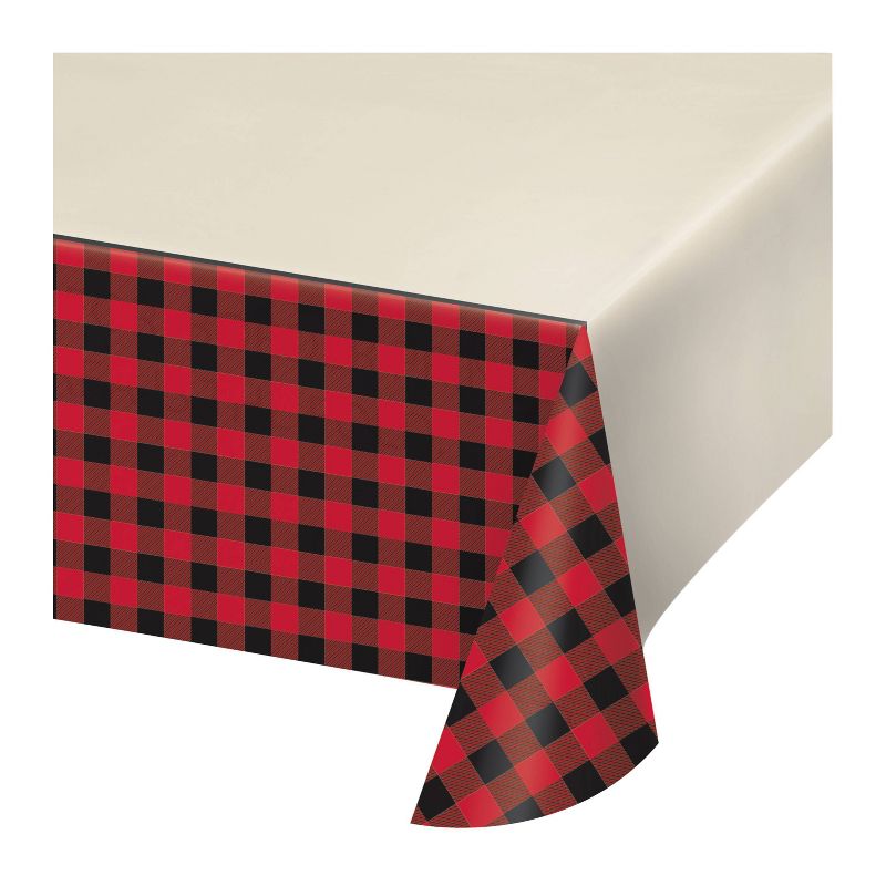 81pk Buffalo Plaid Party Supplies Disposable Dinnerware Set Red/Black