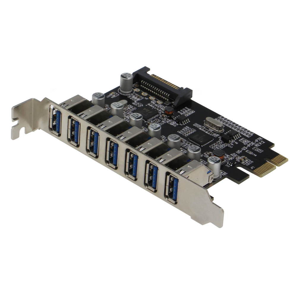 Sedna - PCIE 7 Port USB 3.0 Adapter Card ( 7 External Ports ) with SATA   Power Connector , ( NEC Host controller )