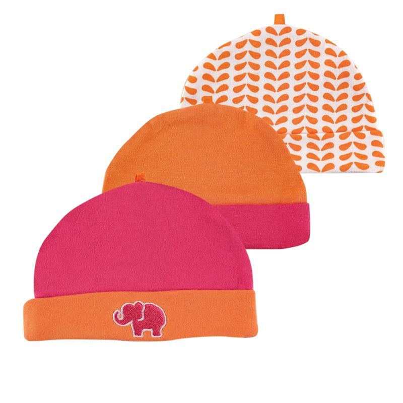 Yoga Sprout Baby Boy Cotton Caps 3pk, Fox, 0-6 Months