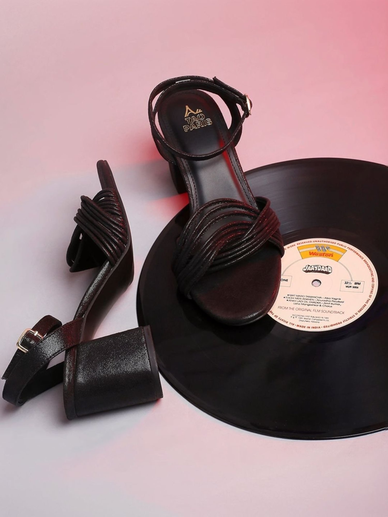 Tao Paris Women's Dot Black Ankle Strap Sandals