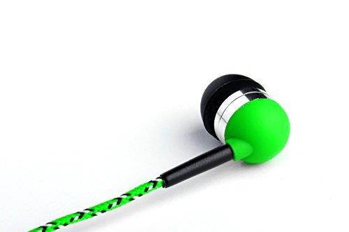 Tweedz Neon Green Earbuds - In-Ear Headphones with Braided Fabric Wrapped Cords (Neon Green)