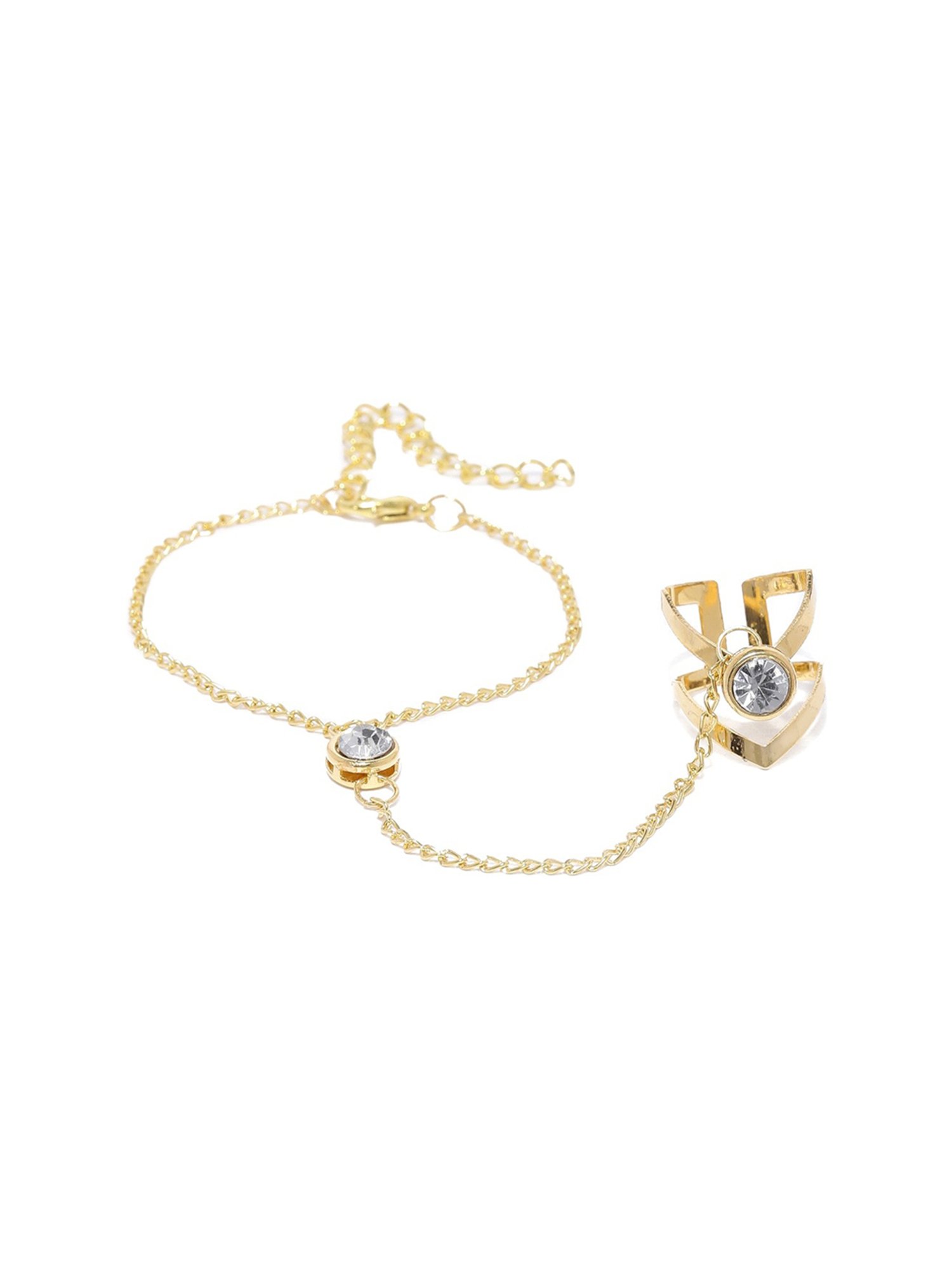 Oomph Gold Crystal Studded Partywear Hand Harness