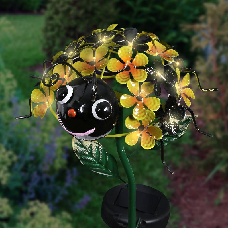 26.18" Metal Solar Bumble Bee Stake - Exhart
