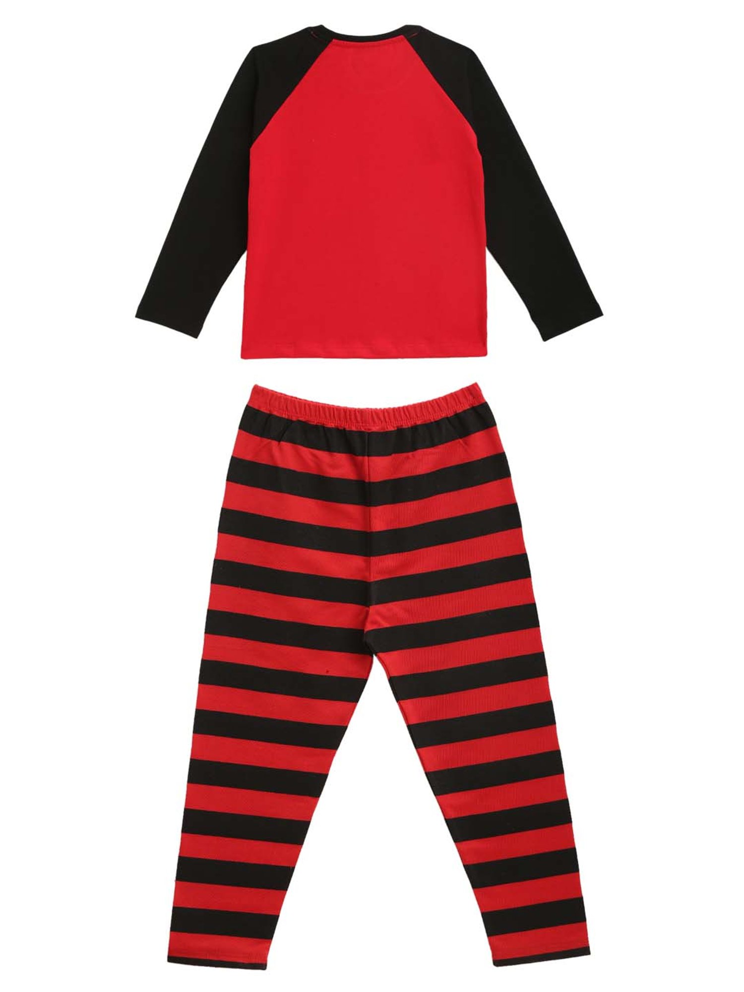 Kids Craft Red & Black Printed T-Shirt with Pyjamas