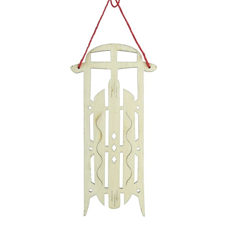 Raz Imports 7.5" Old Fashioned Wooden Sled with Diamond Cut-Outs Christmas Ornament - Brown