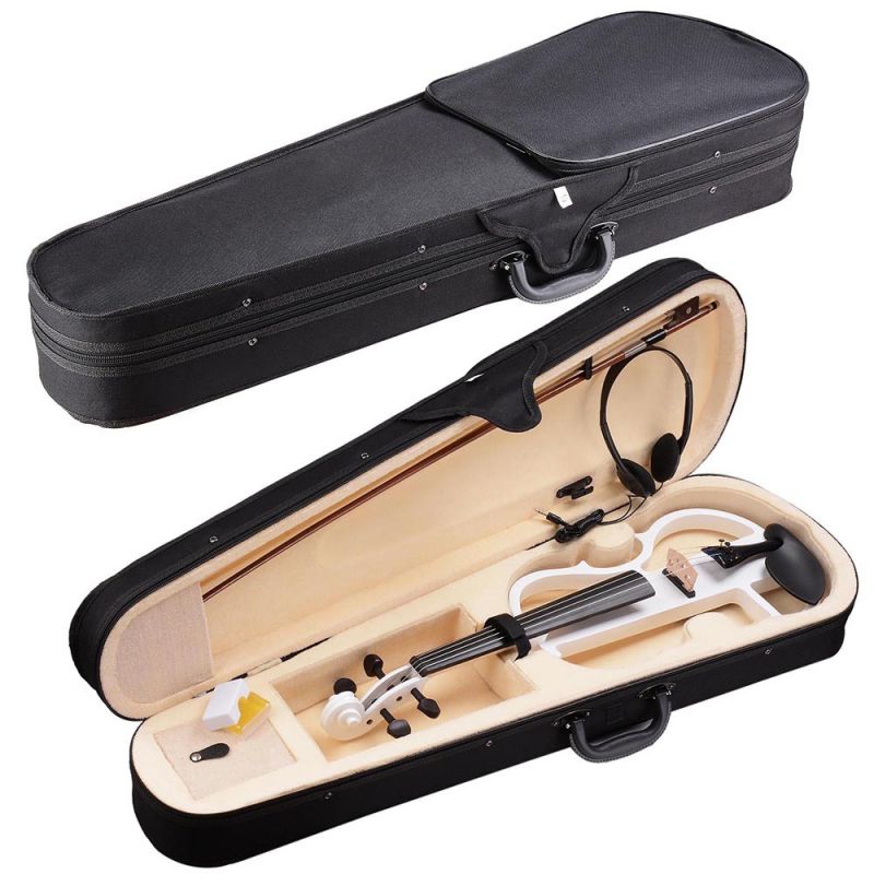 4/4 Electric Violin Full Size Wood Silent Fiddle Fittings Headphone White