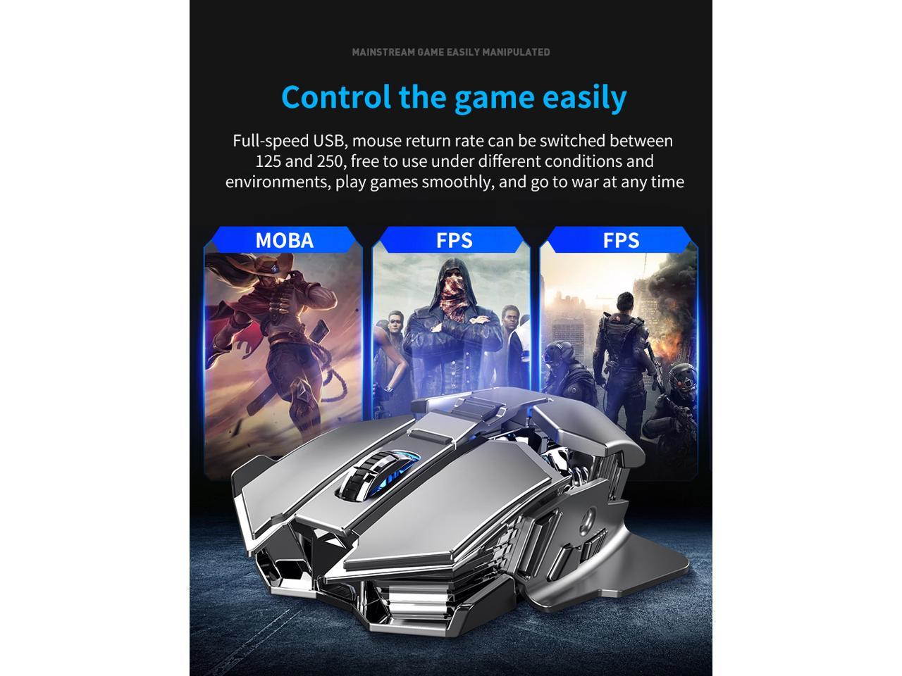 AULA SC300 400mAh Rechargeable 2.4G Wireless Mouse IPS Energy Save 6 Buttons Ergonomic Mice Colorful LED Light for Tablet Phone PC Laptop