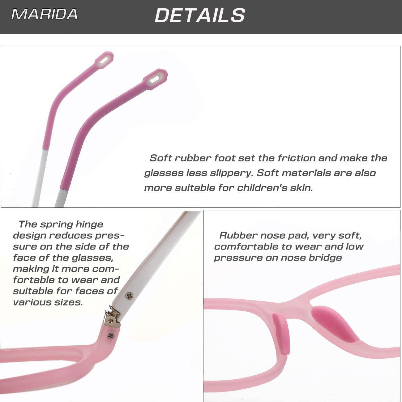 Blue Light Blocking Glasses for Kids Boys Girls TR90 Square Flexible Frame Anti-Blue Light Anti-Eyestrain Anti-Glare Anti UV Age 4-10 Pink