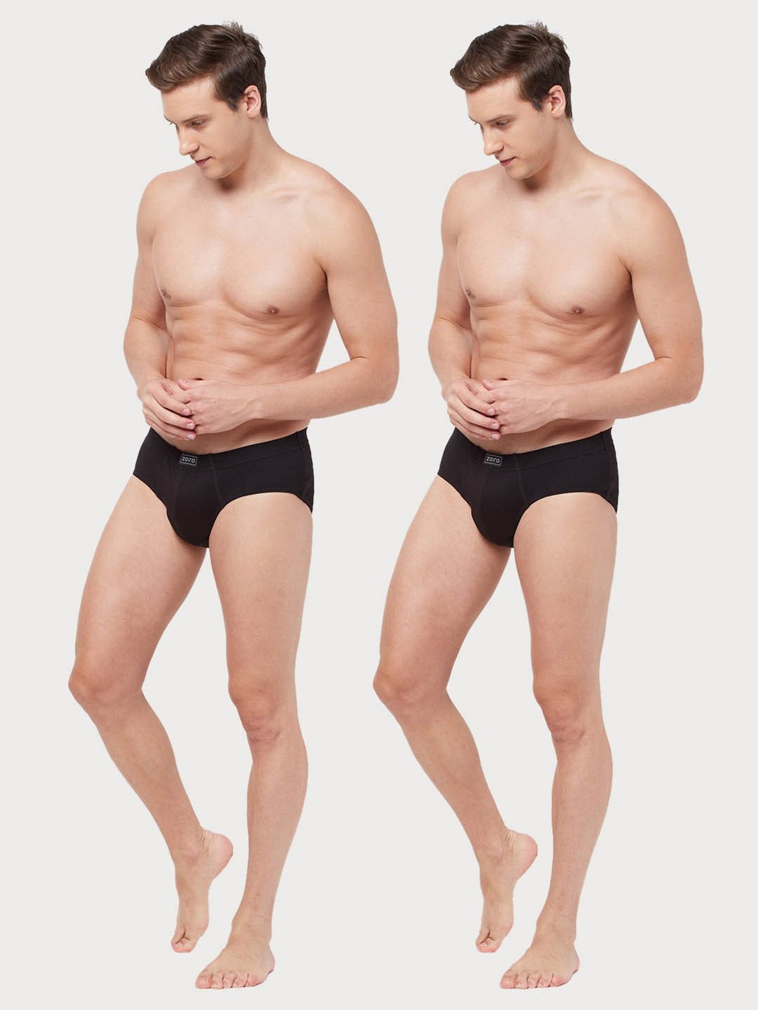 Zoiro Black Cotton Regular Fit Briefs - Pack Of 2