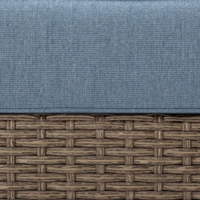 Nolin Armless Center Weathered Brown Frame Sunbrella Spectrum Denim Fabric - La-Z-Boy